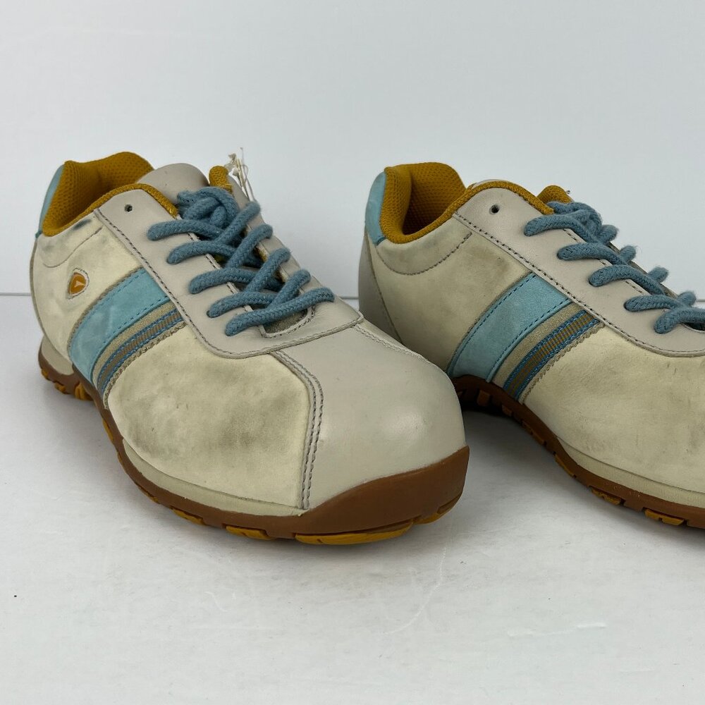 Terra Safety Work Shoes Size 6.5 EU 37.5 Beige Blue Steel Toe Lace Up